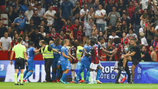 Nice vs Marseille football match abandoned after fans throw projectiles and invade pitch
